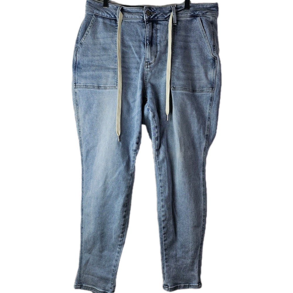 Judy Blue Jogger Jeans‎ Stretch Light Wash Denim 16W Drawstring Waist JB88691 LT